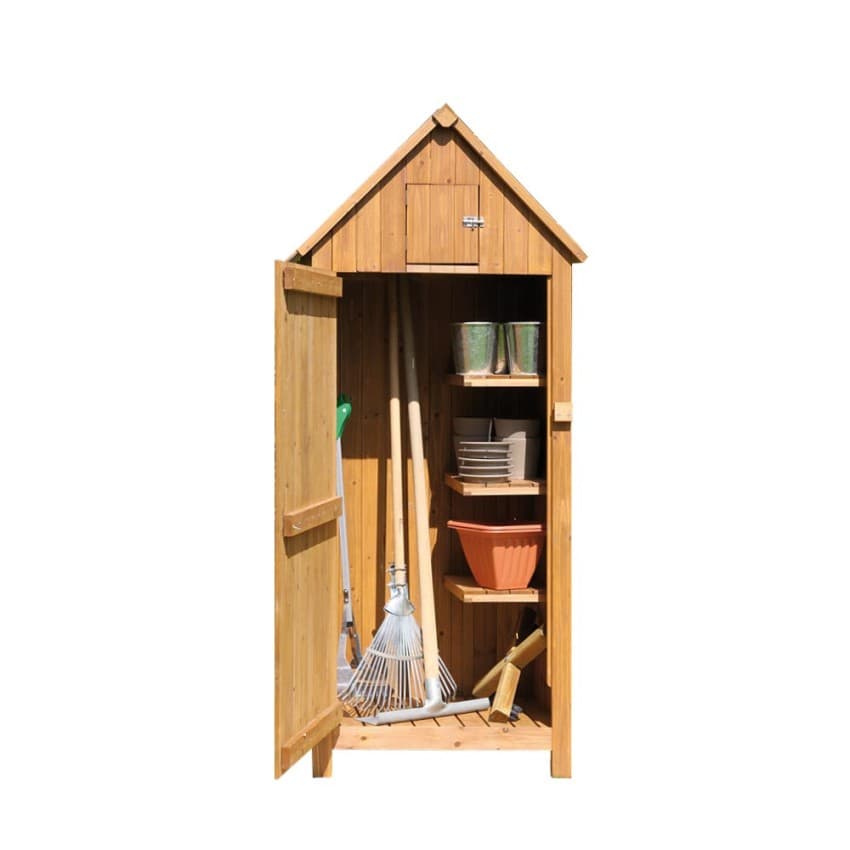 Capanno per attrezzi ed utensili da giardino con 3 scompartimenti in legno di Abete "Made in Italy" - 3