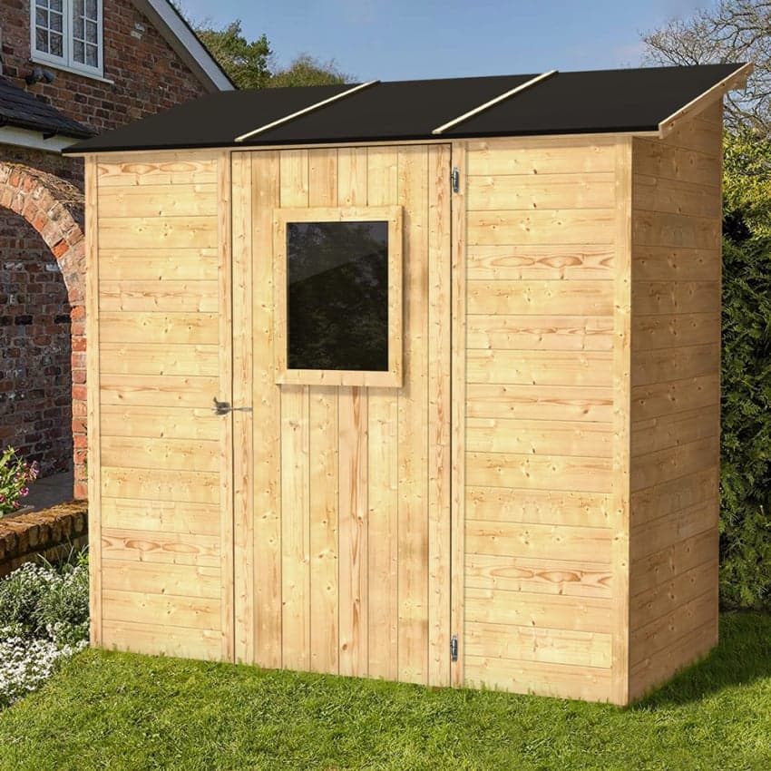 Casetta in legno addossata con porta finestrata deposito da giardino "Made in Italy" 207 x 102 x h 222 cm - 2
