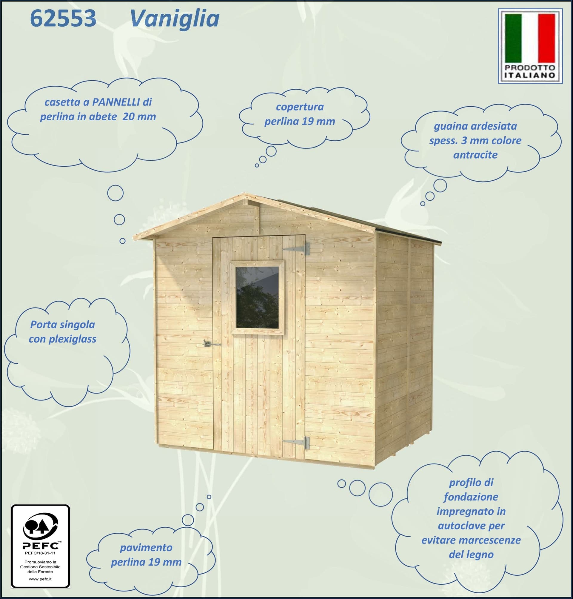 Casetta in legno con porta finestrata deposito da giardino "Made in Italy" 200 x 207 x h 214 cm - 3