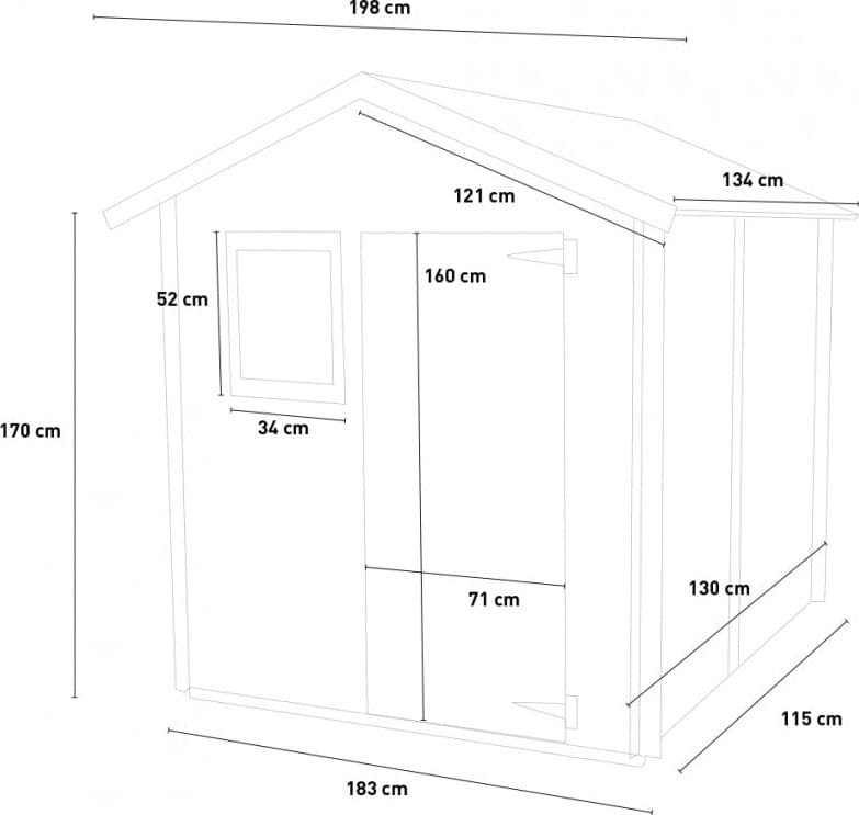 Casetta in legno con porta finestrata deposito da giardino "Made in Italy" 198 x 130 x h 205 cm - 6