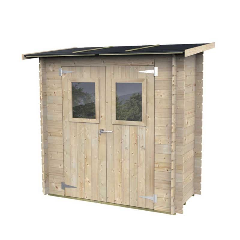 Casetta in legno con porta finestrata deposito da giardino monofalda "Made in Italy"