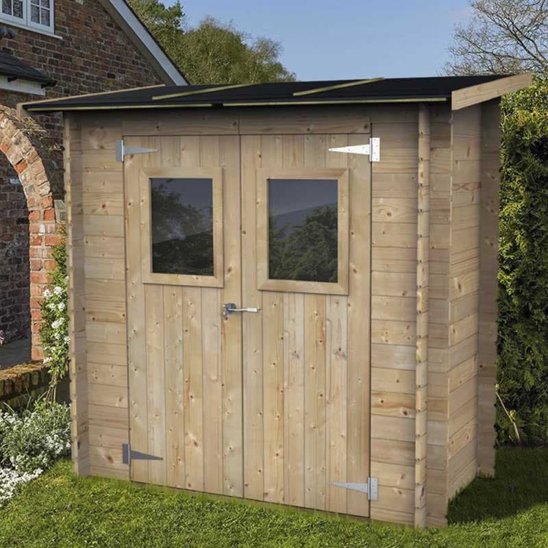 Casetta in legno con porta finestrata deposito da giardino monofalda "Made in Italy" - 4