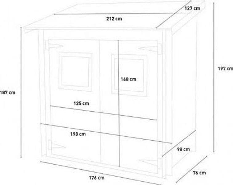 Casetta in legno con porta finestrata deposito da giardino monofalda "Made in Italy" - 6