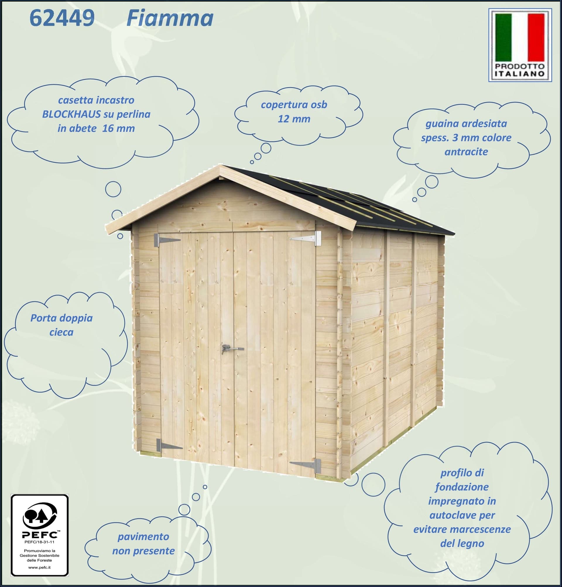 Casetta in legno deposito per stoccaggio 2 bancali di pellets "Made in Italy"  178 x 273 x h 226 cm - 3