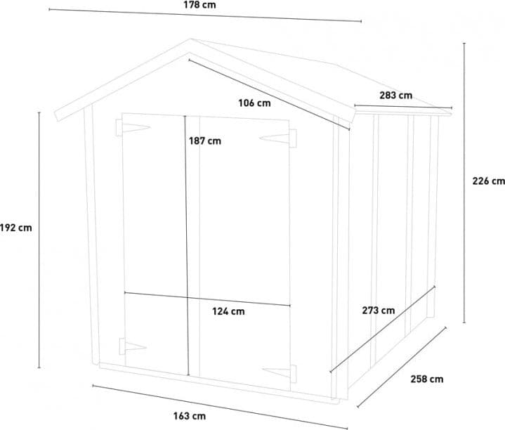 Casetta in legno deposito per stoccaggio 2 bancali di pellets "Made in Italy"  178 x 273 x h 226 cm - 5