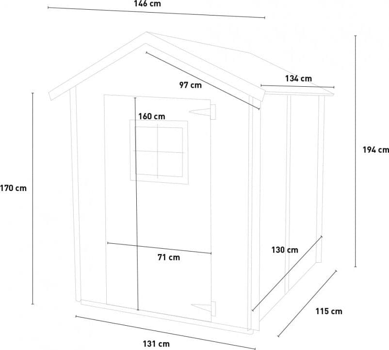 Casetta in legno con porta finestrata deposito da giardino per attrezzi "Made in Italy" 146 x 130 x h 194 cm - 4