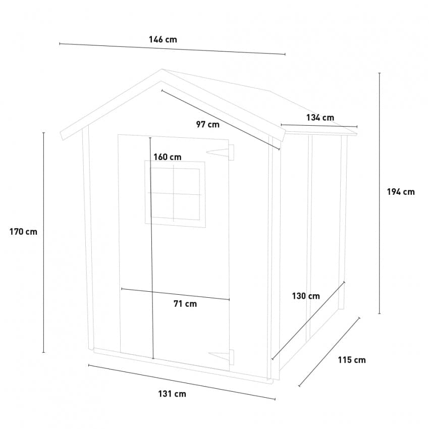 Casetta in legno con porta finestrata deposito da giardino per attrezzi "Made in Italy" 146 x 130 x h 194 cm - 4