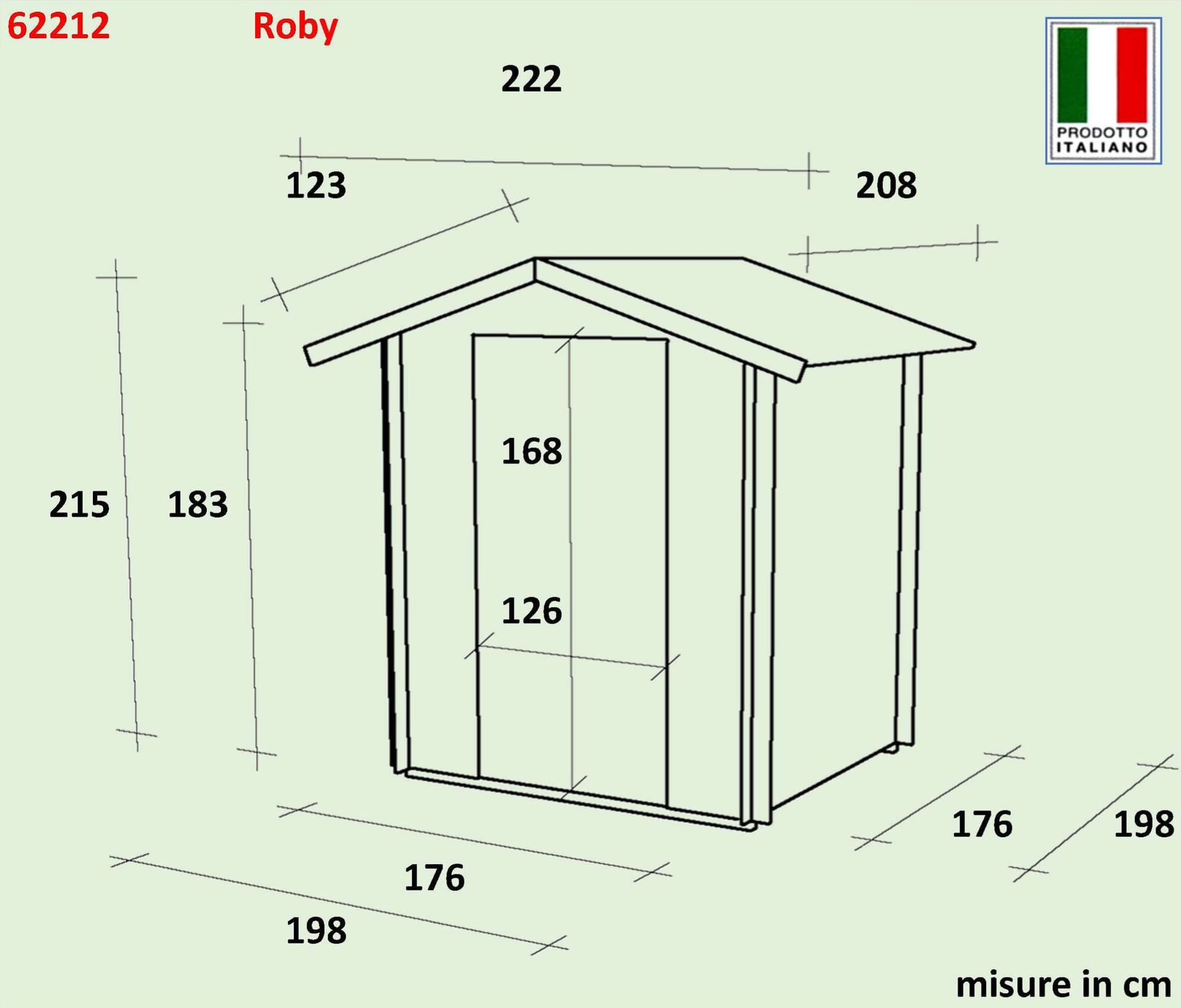 Casetta in legno con doppia porta e finestra deposito da giardino per attrezzi "Made in Italy" 198 x 198 x h 215 cm - 3