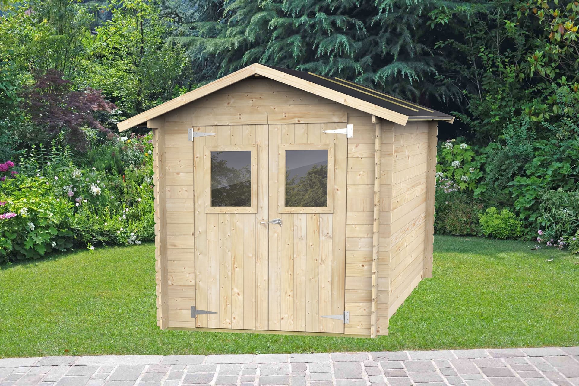 Casetta in legno con doppia porta e finestra deposito da giardino per attrezzi "Made in Italy" 198 x 198 x h 215 cm - 4