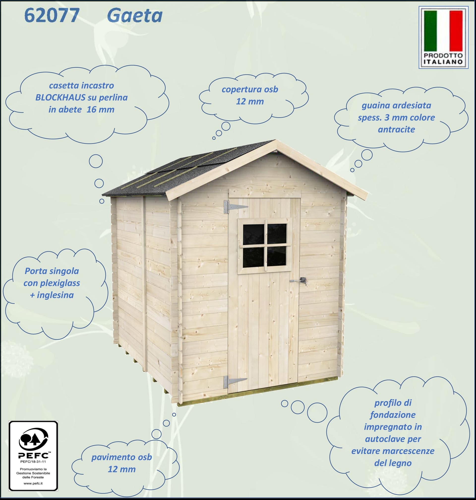Casetta in legno con porta e finestra deposito da giardino per attrezzi "Made in Italy" 178 x 218 x h 203 cm - 3
