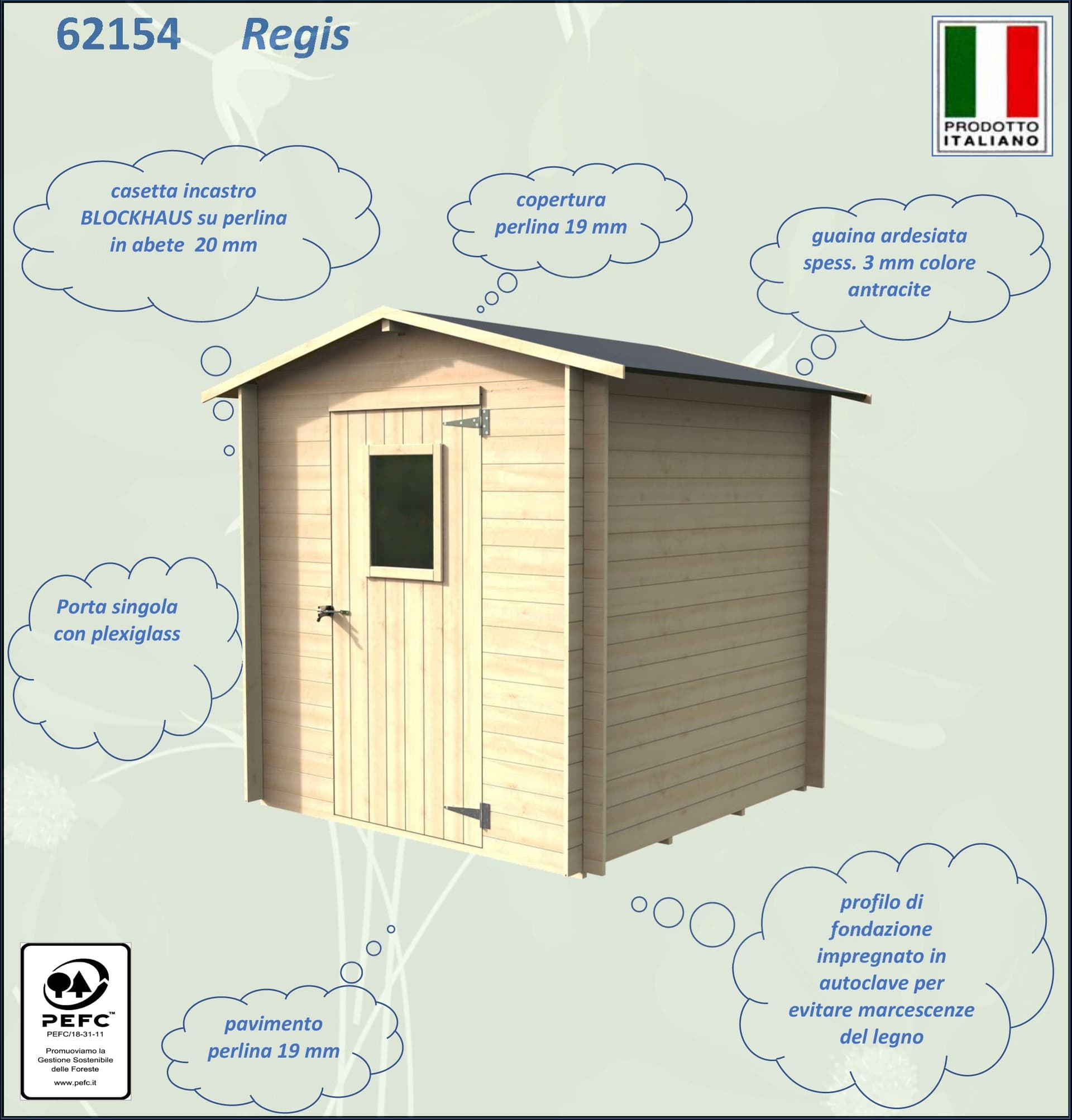 Casetta in legno con porta e finestra deposito da giardino per attrezzi "Made in Italy" 200 x 200 x h 217 cm - 3