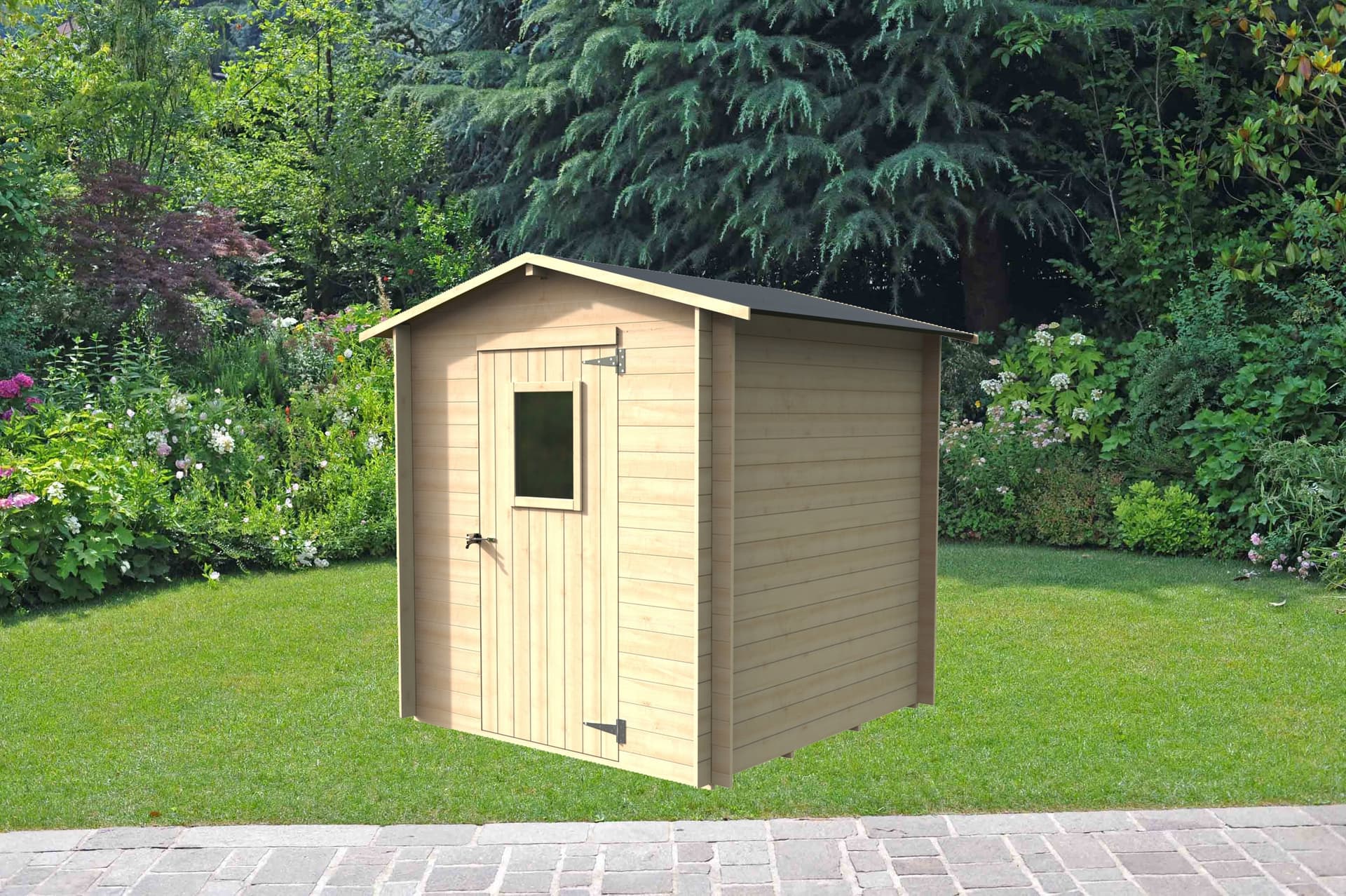 Casetta in legno con porta e finestra deposito da giardino per attrezzi "Made in Italy" 200 x 200 x h 217 cm - 4