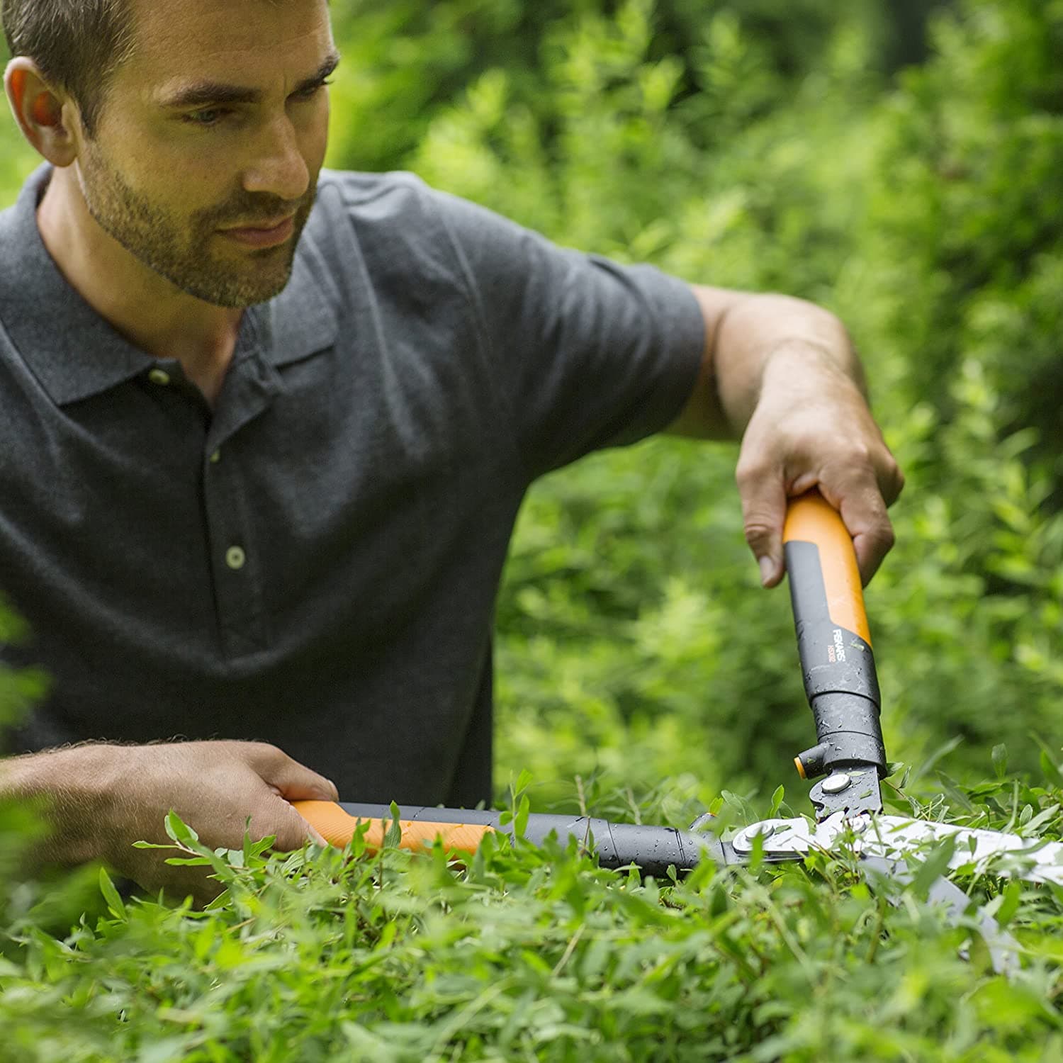 Forbicione professionale a cremagliera per siepe con lama retta da 63 cm - 4