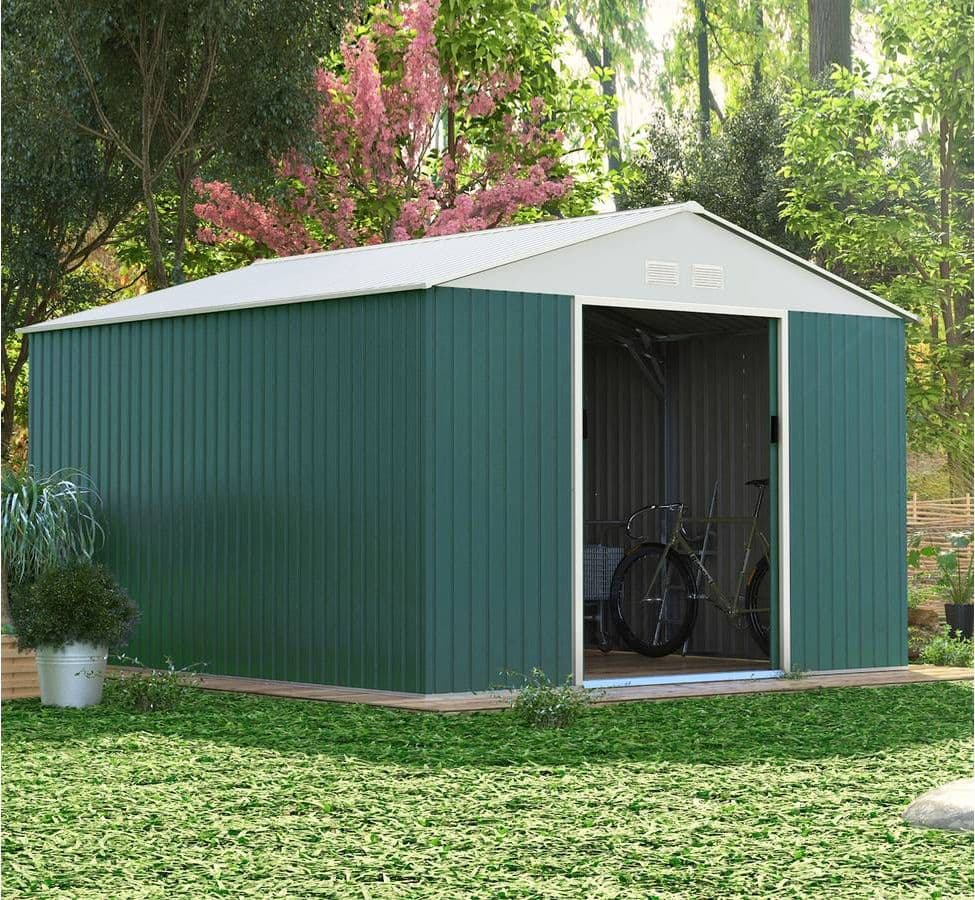 Ripostiglio in metallo verde e Beige deposito da giardino e veranda capanno per attrezzi - 21