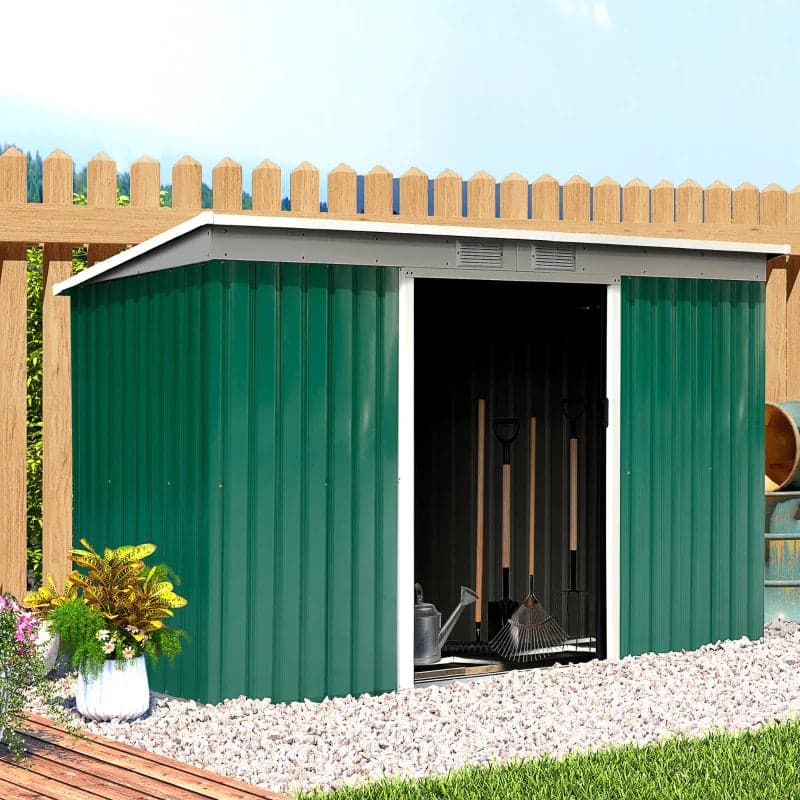 Ripostiglio in metallo verde e Beige deposito da giardino e veranda capanno per attrezzi - 10