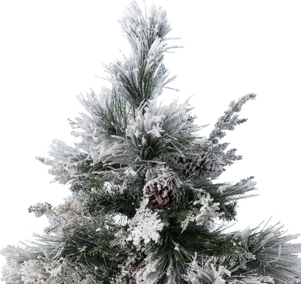 Albero di natale innevato con Pigne "Crans Montana" in  PE Effetto Real Touch + PP Effetto Aghi di Pino - 4