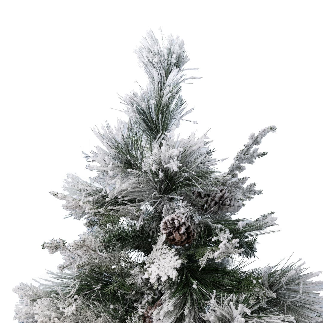 Albero di natale innevato con Pigne "Crans Montana" in  PE Effetto Real Touch + PP Effetto Aghi di Pino - 4