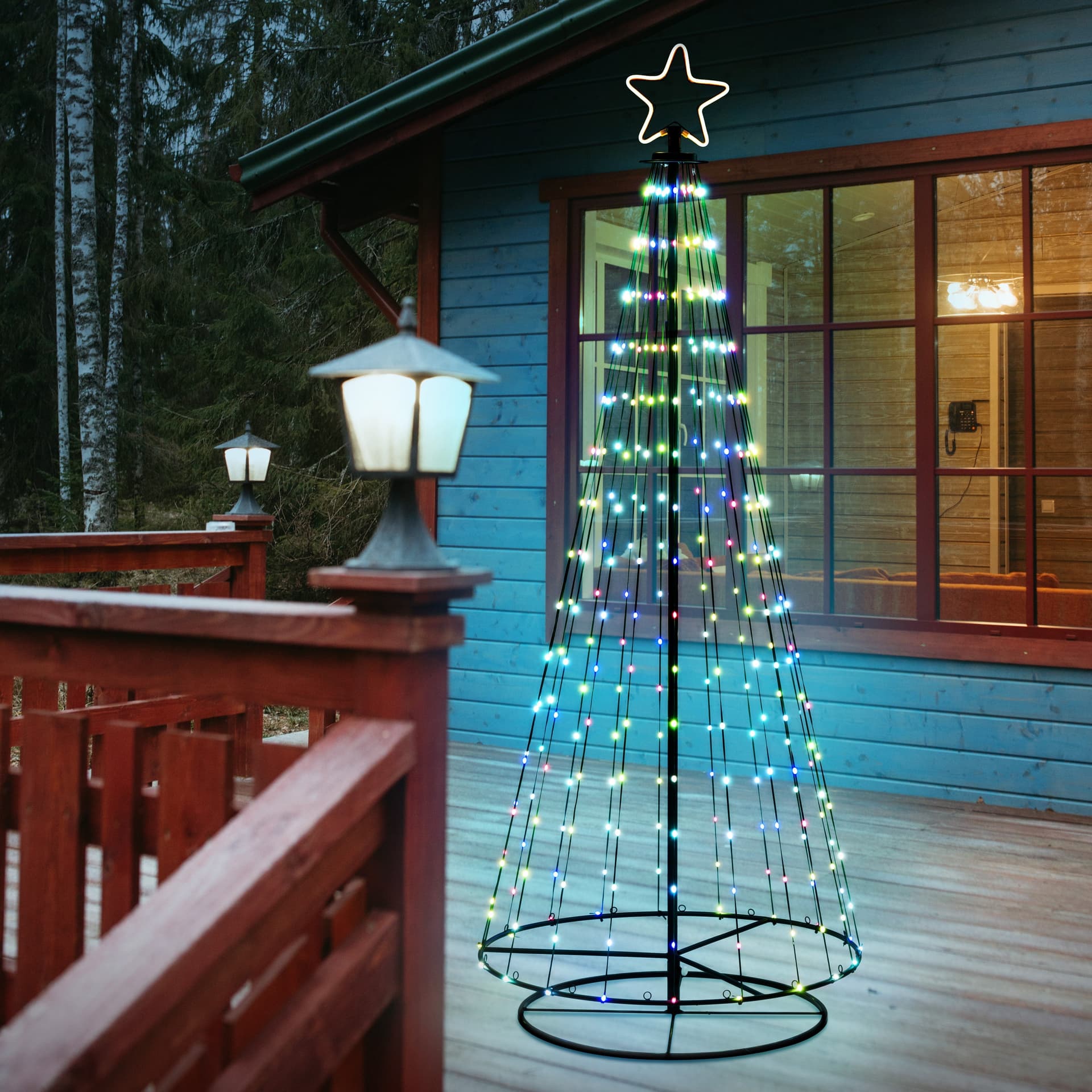 Albero Conico luminoso ripiegabile con gocce di luce da esterno - 5