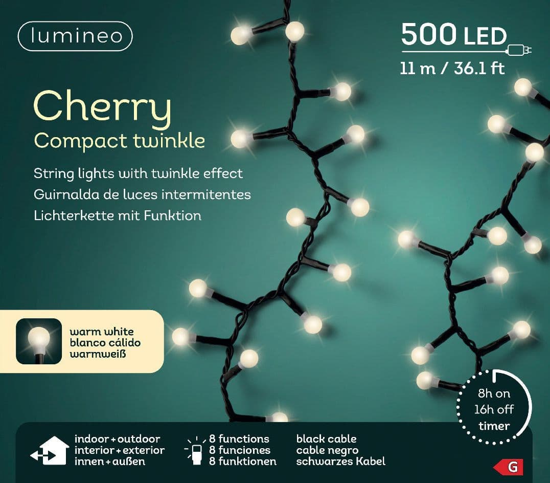 Luci di natale catena a ciliegia con led Ø 3 mm da esterno con 8 funzioni, da 500 LED - 4