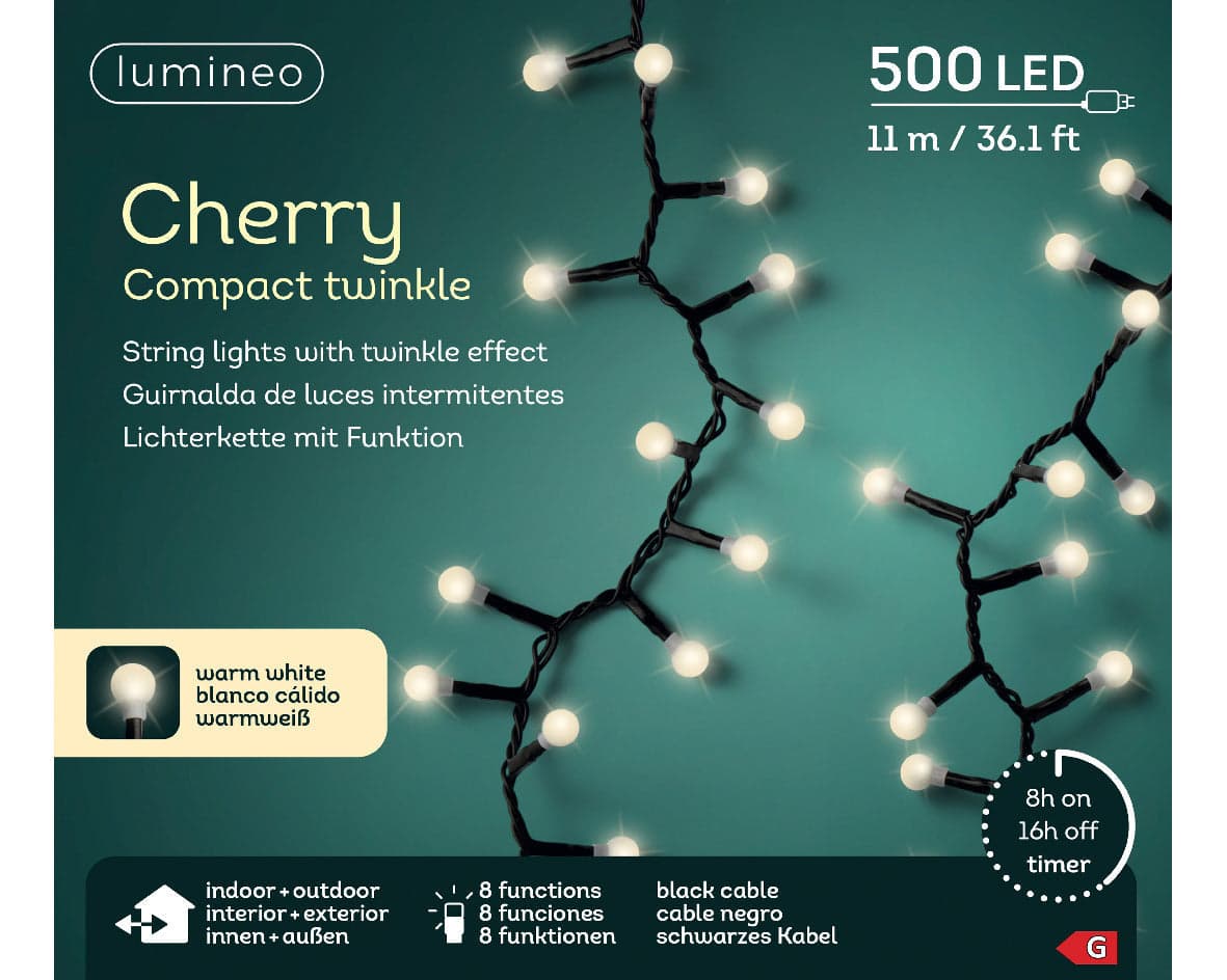Luci di natale catena a ciliegia con led Ø 3 mm da esterno con 8 funzioni, da 500 LED - 4