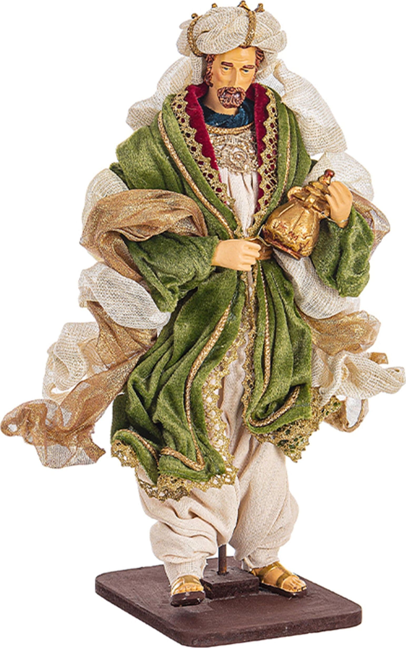 Natività con 3 Re magi con vestiti in tessuto statue per presepe - 3