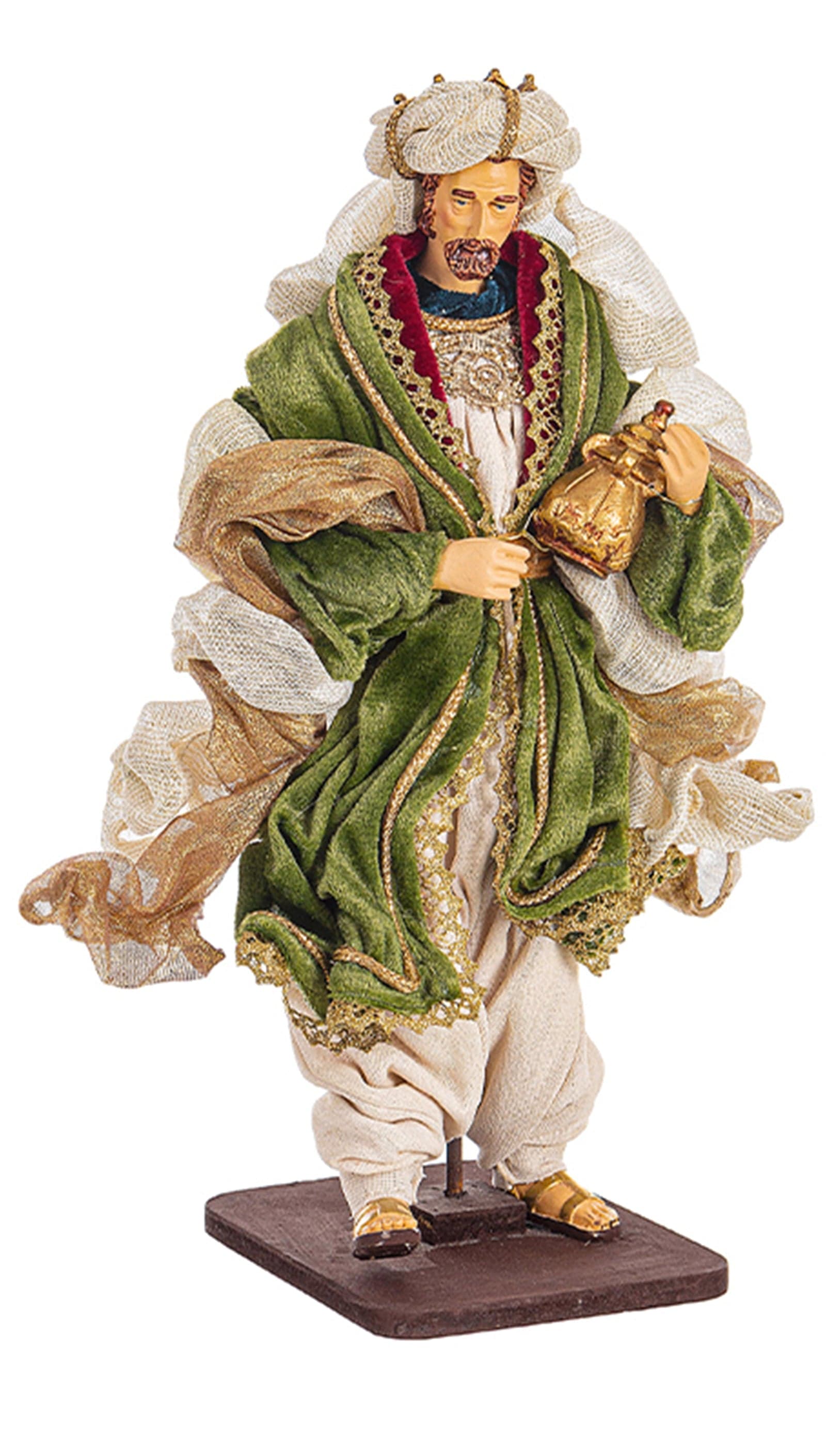 Natività con 3 Re magi con vestiti in tessuto statue per presepe - 3