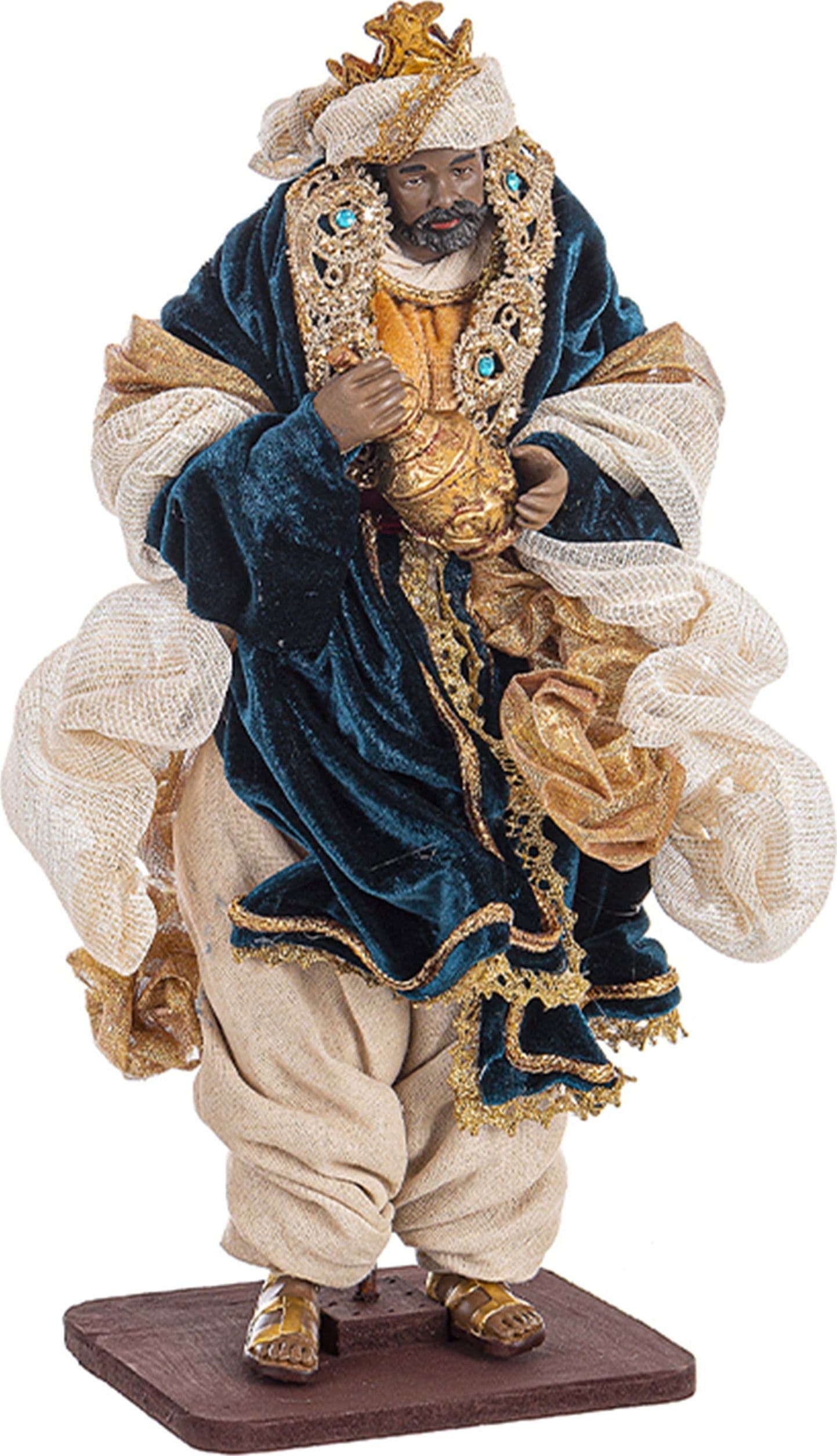 Natività con 3 Re magi con vestiti in tessuto statue per presepe - 4