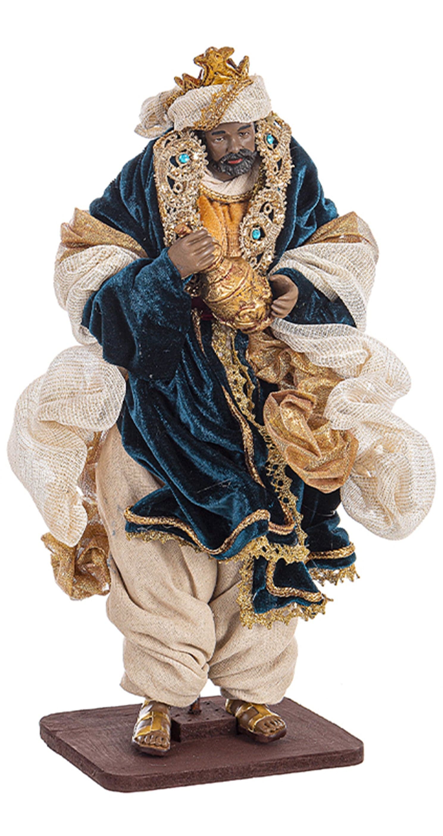 Natività con 3 Re magi con vestiti in tessuto statue per presepe - 4
