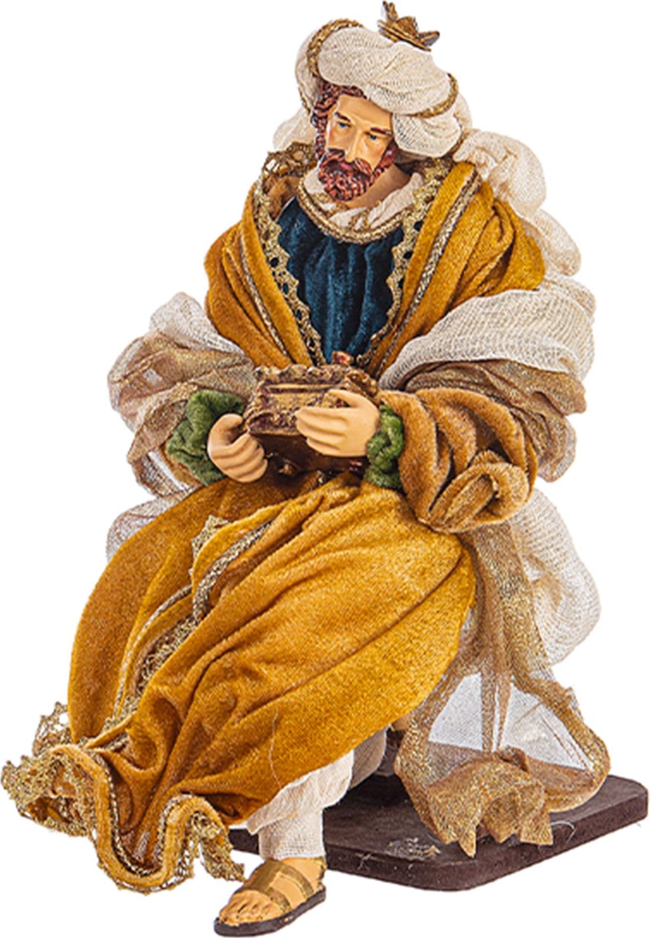 Natività con 3 Re magi con vestiti in tessuto statue per presepe - 5