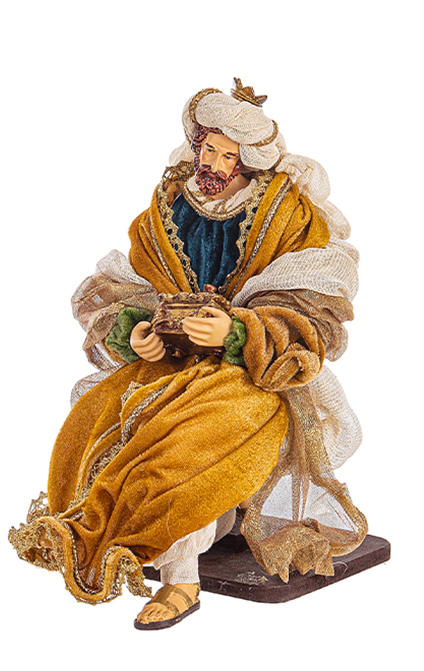 Natività con 3 Re magi con vestiti in tessuto statue per presepe - 5