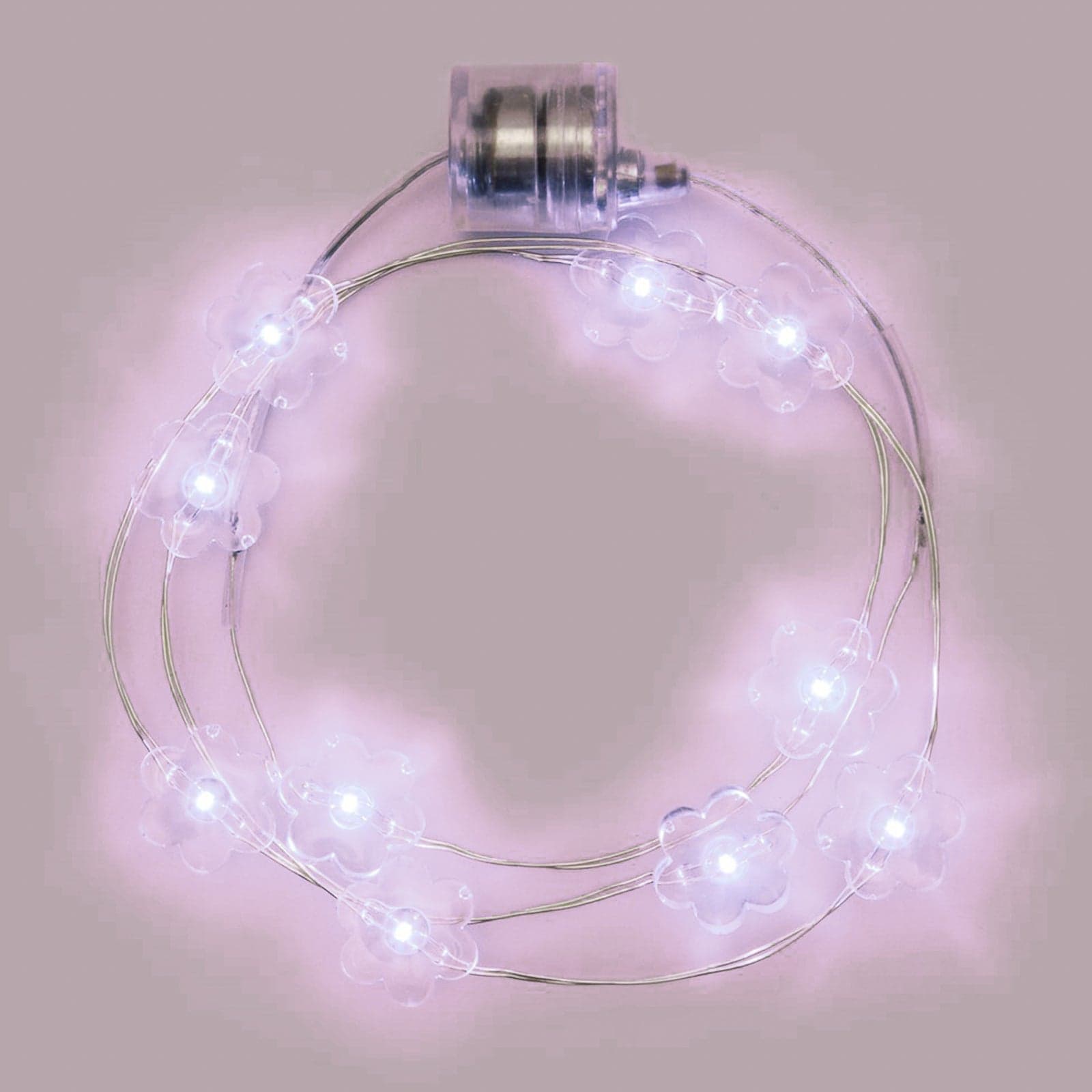 Collana modellabile "Brilly Flowers" con 10 Fiori led per feste ed eventi a batteria - 11