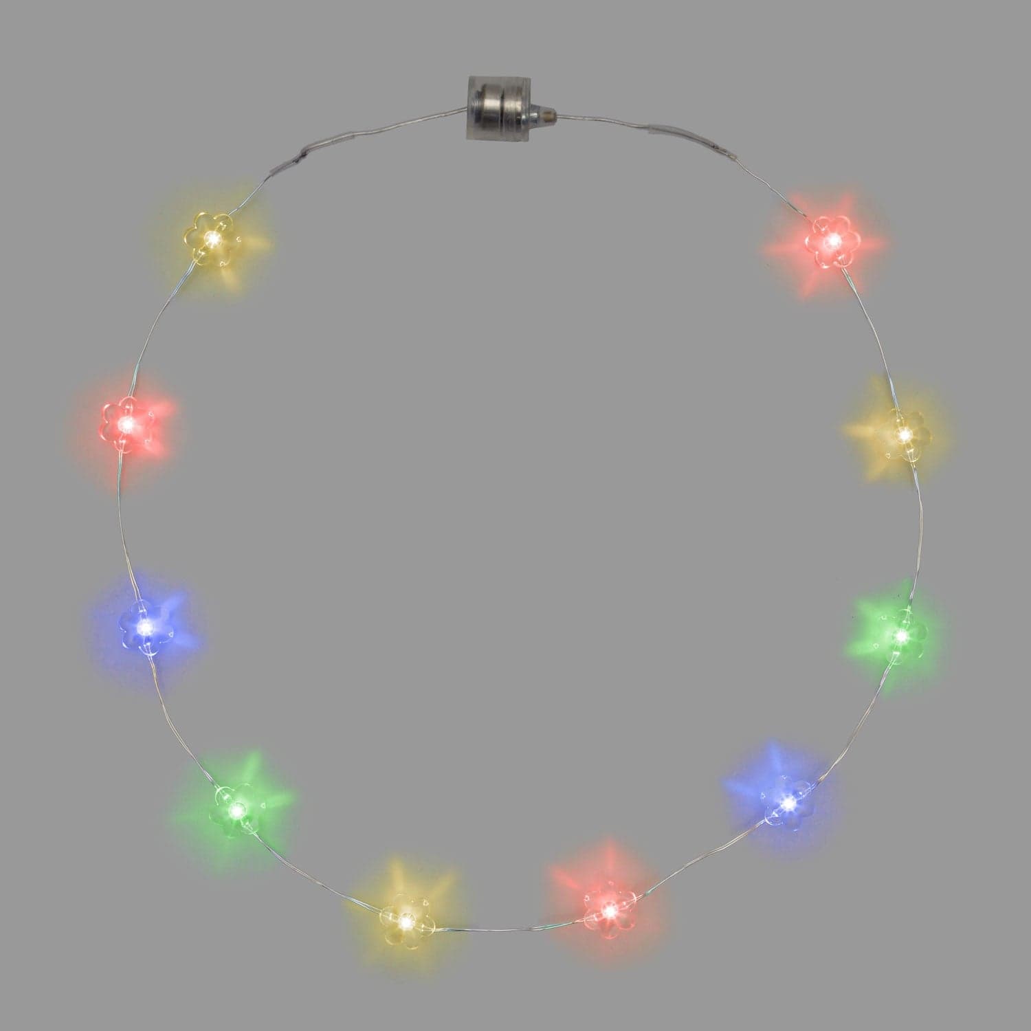 Collana modellabile "Brilly Flowers" con 10 Fiori led per feste ed eventi a batteria - 3