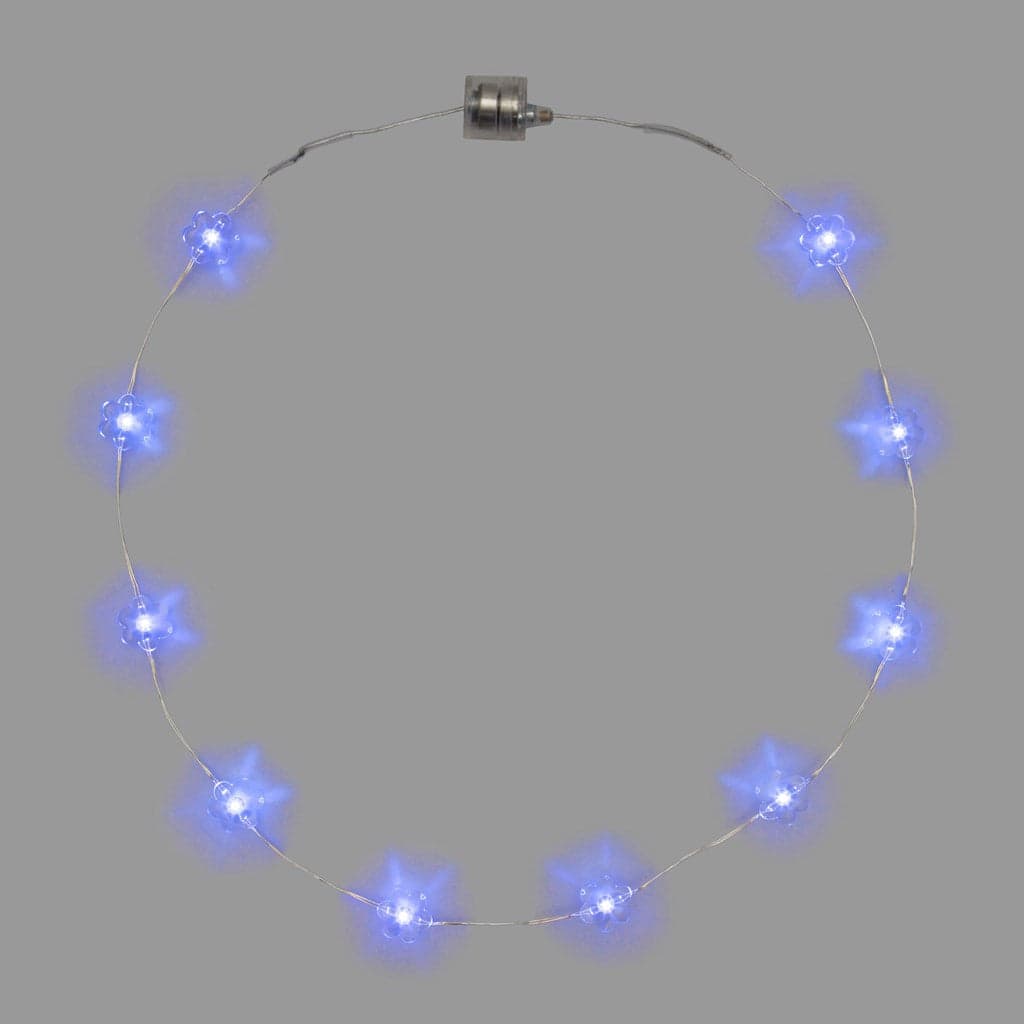 Collana modellabile "Brilly Flowers" con 10 Fiori led per feste ed eventi a batteria - 4