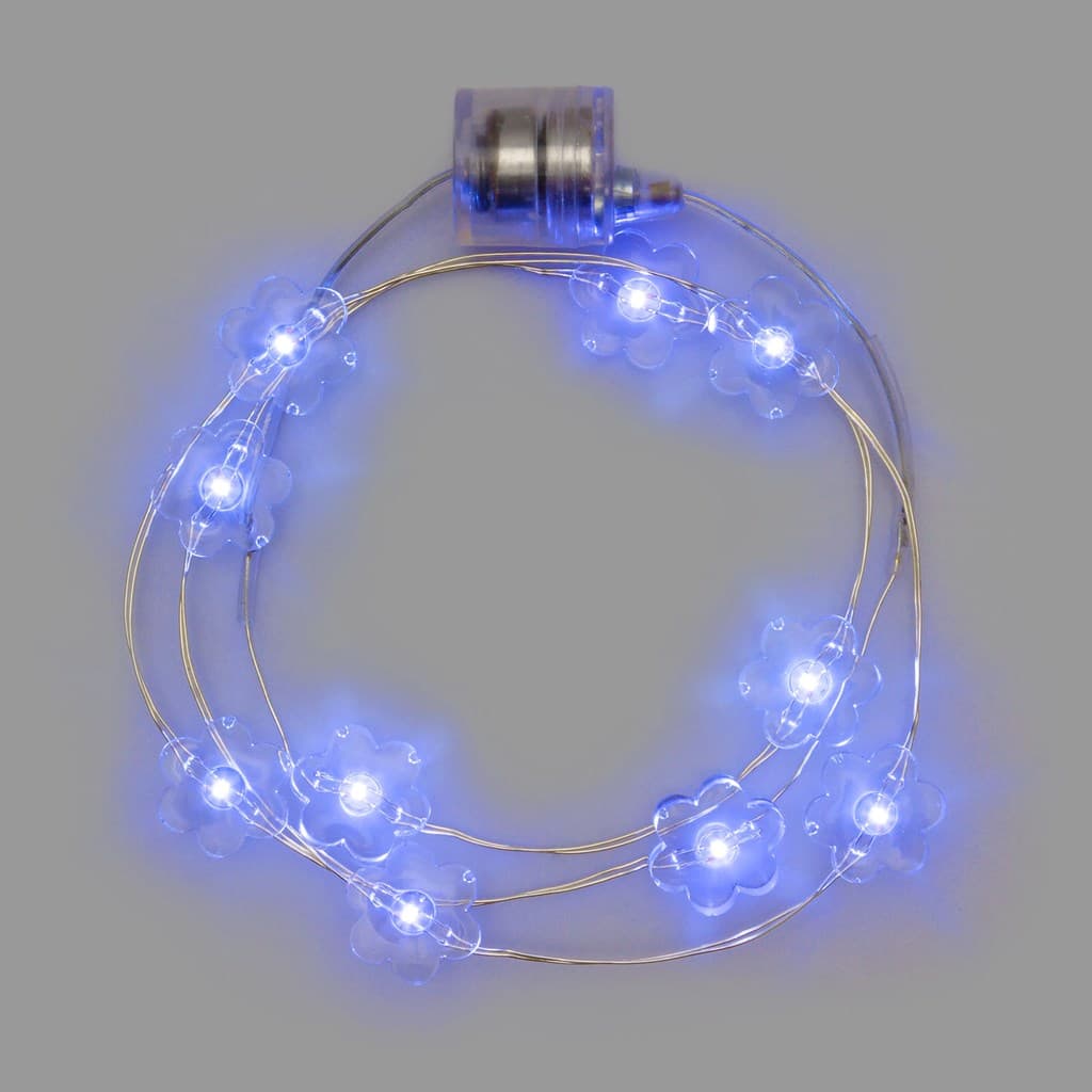 Collana modellabile "Brilly Flowers" con 10 Fiori led per feste ed eventi a batteria - 8