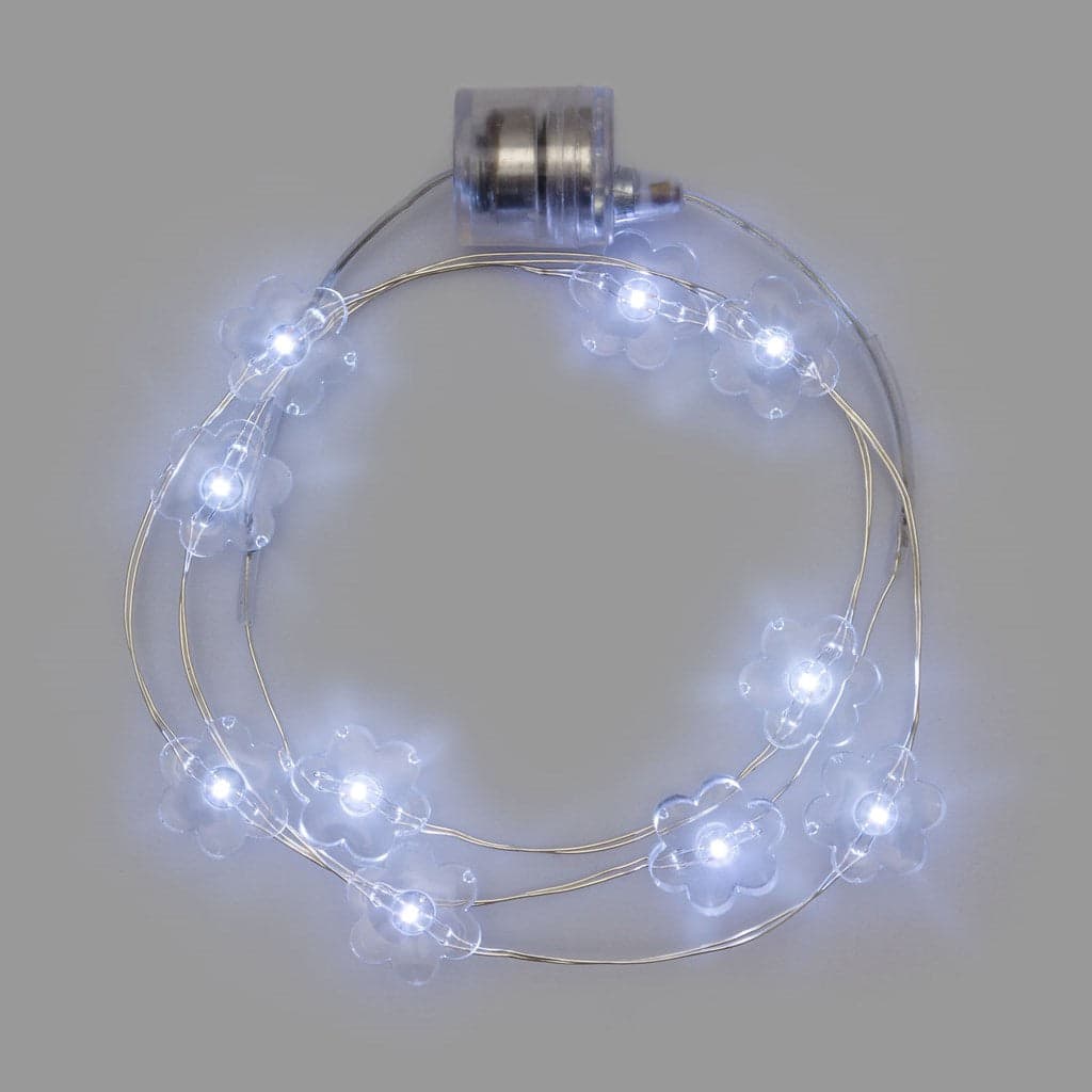 Collana modellabile "Brilly Flowers" con 10 Fiori led per feste ed eventi a batteria - 9
