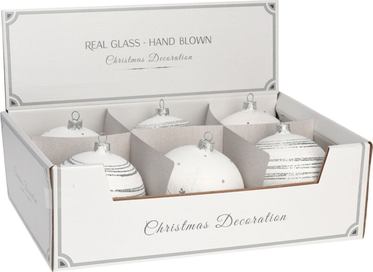 Palline per albero di Natale decorato, in Vetro, color Bianco, da Ø 10 cm, 6 pezzi - 2
