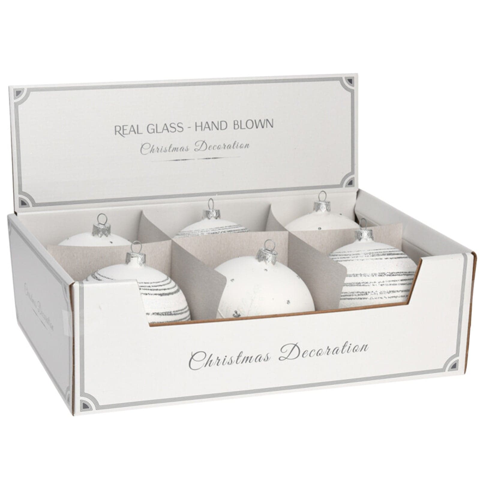 Palline per albero di Natale decorato, in Vetro, color Bianco, da Ø 10 cm, 6 pezzi - 2