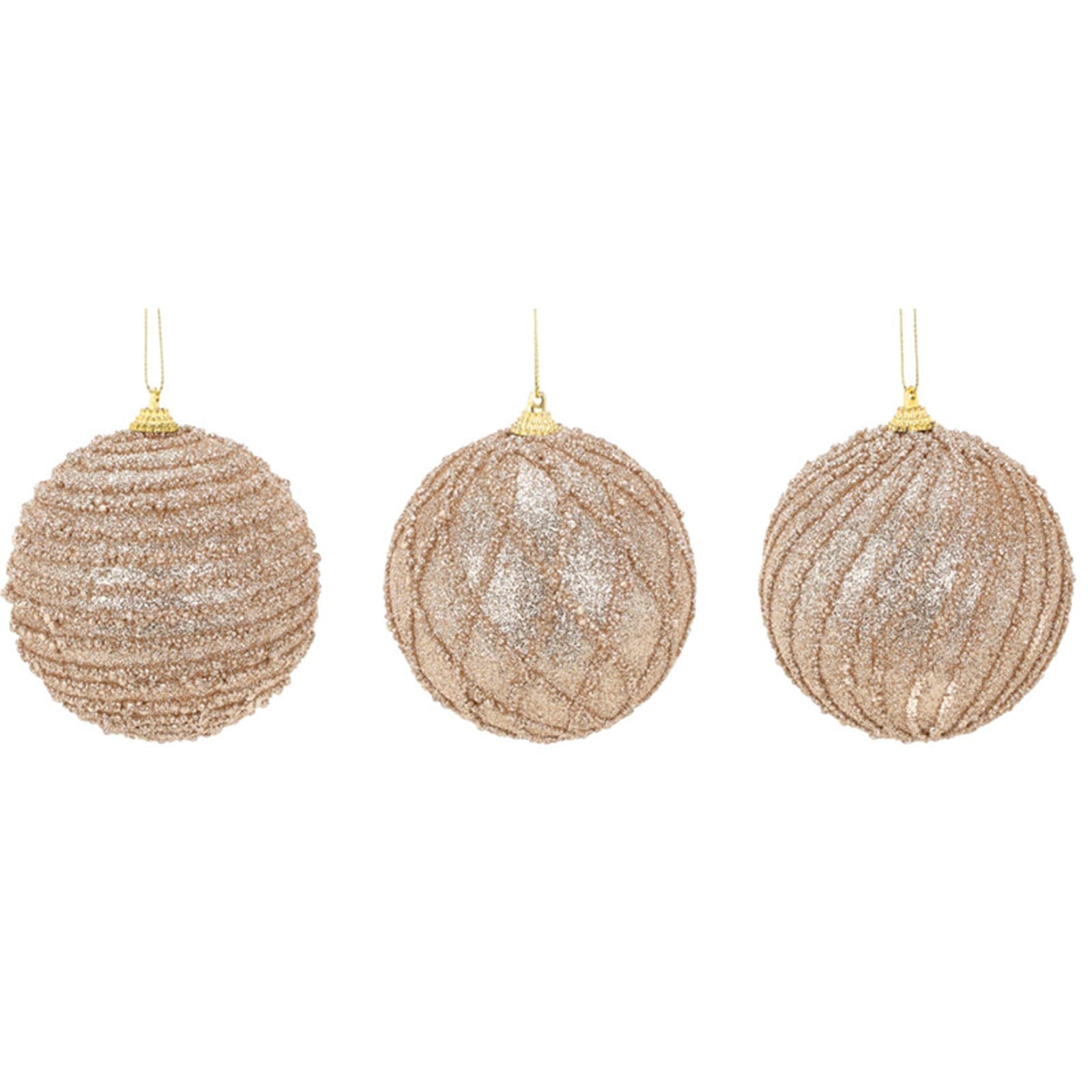Palline per albero di Natale decorato, in Foam, color Champagne, da Ø 10 cm, 12 pezzi - 3