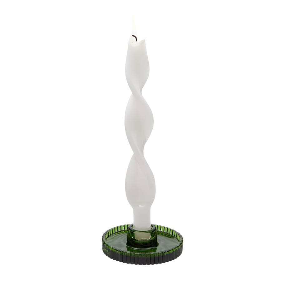 Porta candela bianco disco righe di h 2.8 cm per decorazioni natalizie - 1