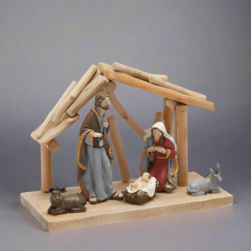 Natività famiglia gesù multicolor per decorazioni natalizie di h.22 cm - 2