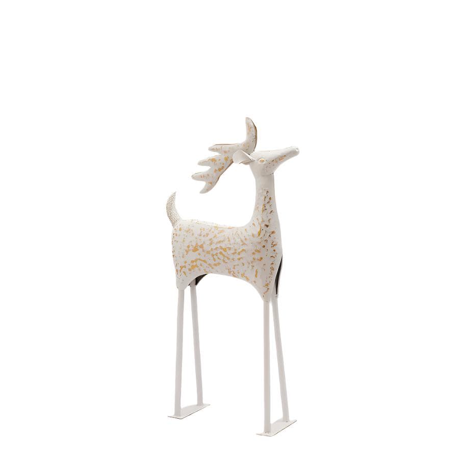 Decorazione renna bianco oro in metallo per il natale - 2