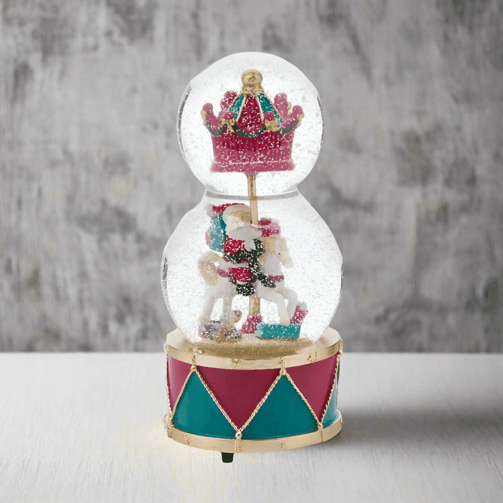 Sferacqua decorativa Babbo tamburi e carillon  di h.22 cm per il natale - 2