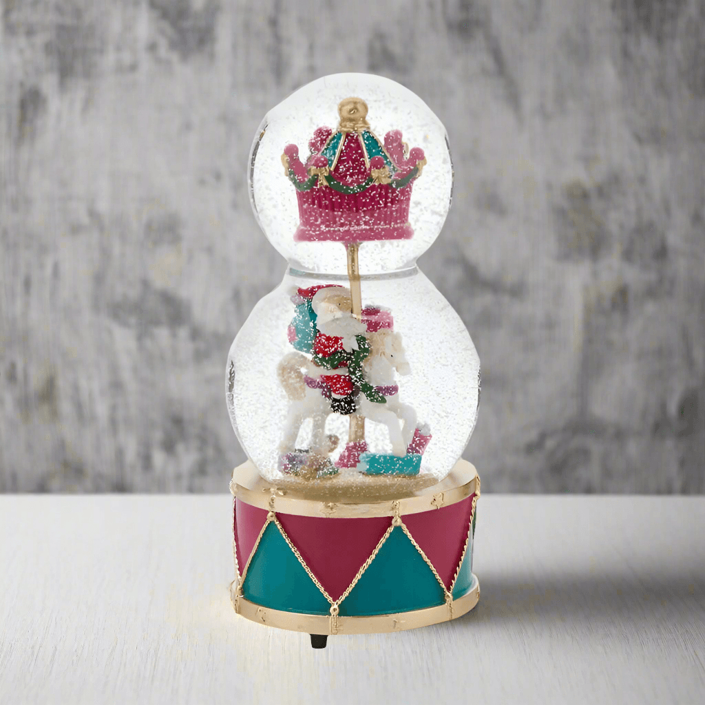 Sferacqua decorativa Babbo tamburi e carillon  di h.22 cm per il natale - 2