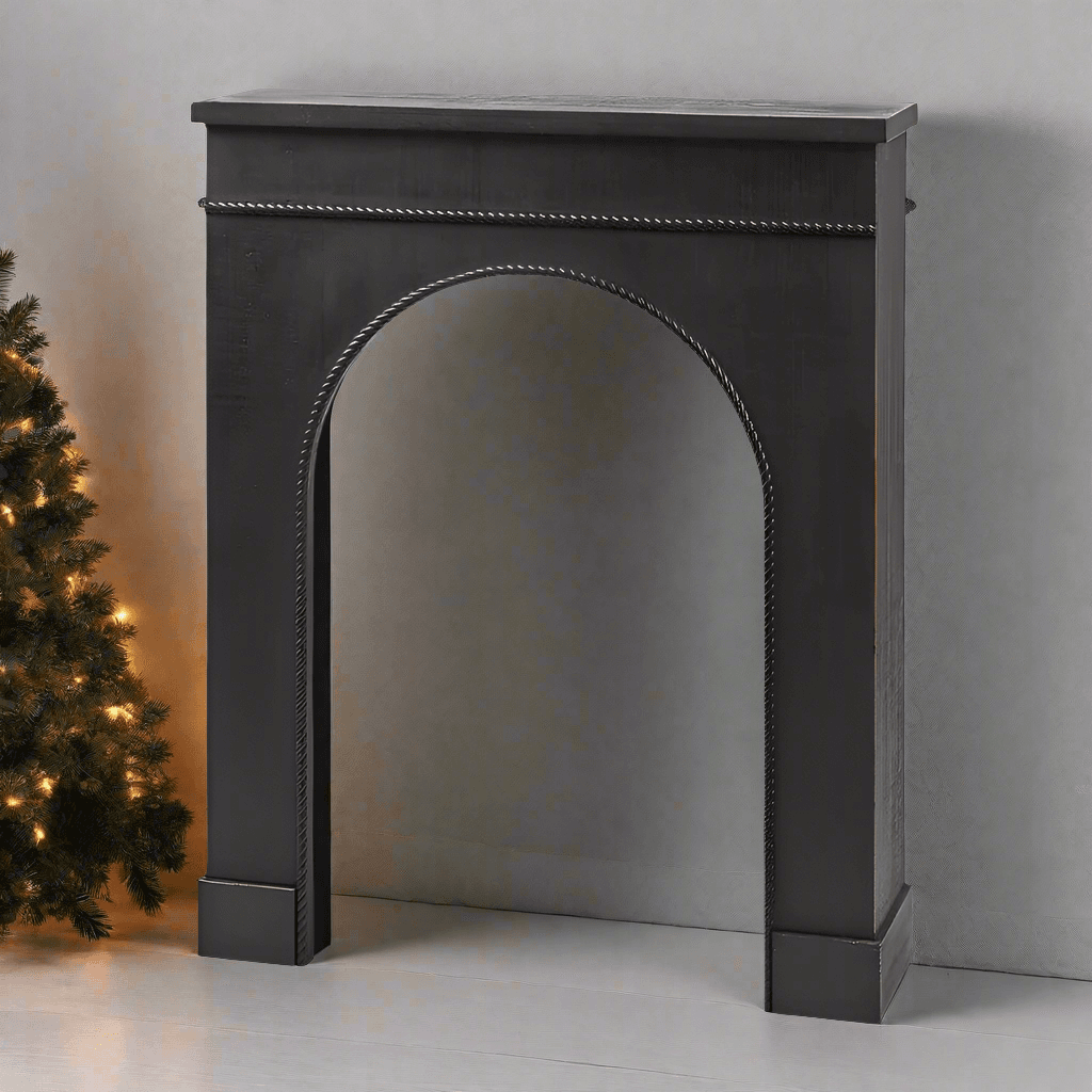 Cornice nera decorativa per camino di h.110 cm per il natale - 2