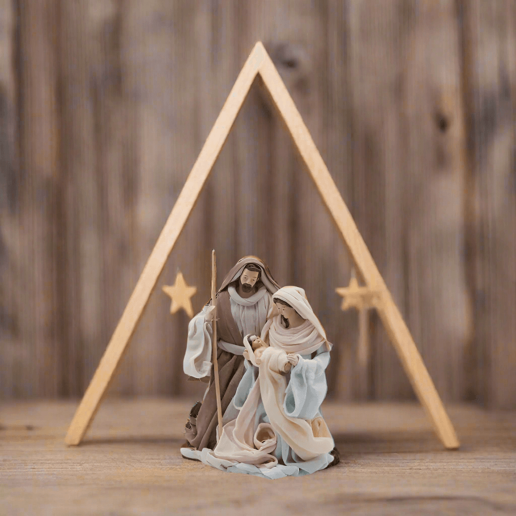 Natività monoblocco "Lord" statue per presepe con vestiti in tessuto h 17 cm - 2