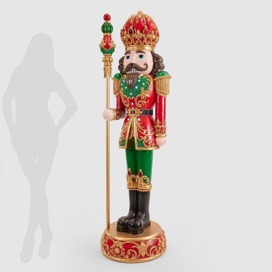 Soldatino schiaccianoci con led e musica in resina decorazione natalizia, h 184 cm - 2