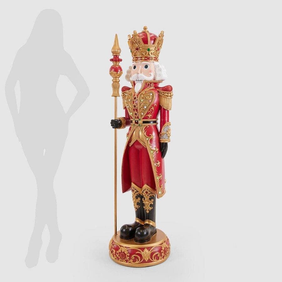 Soldatino schiaccianoci con led e musica in resina decorazione natalizia, h 153 cm - 2