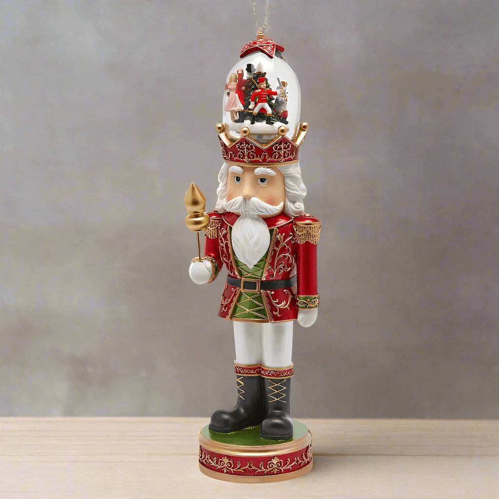 Soldatino schiaccianoci con waterball in resina decorazione natalizia, h 49.5 cm - 2