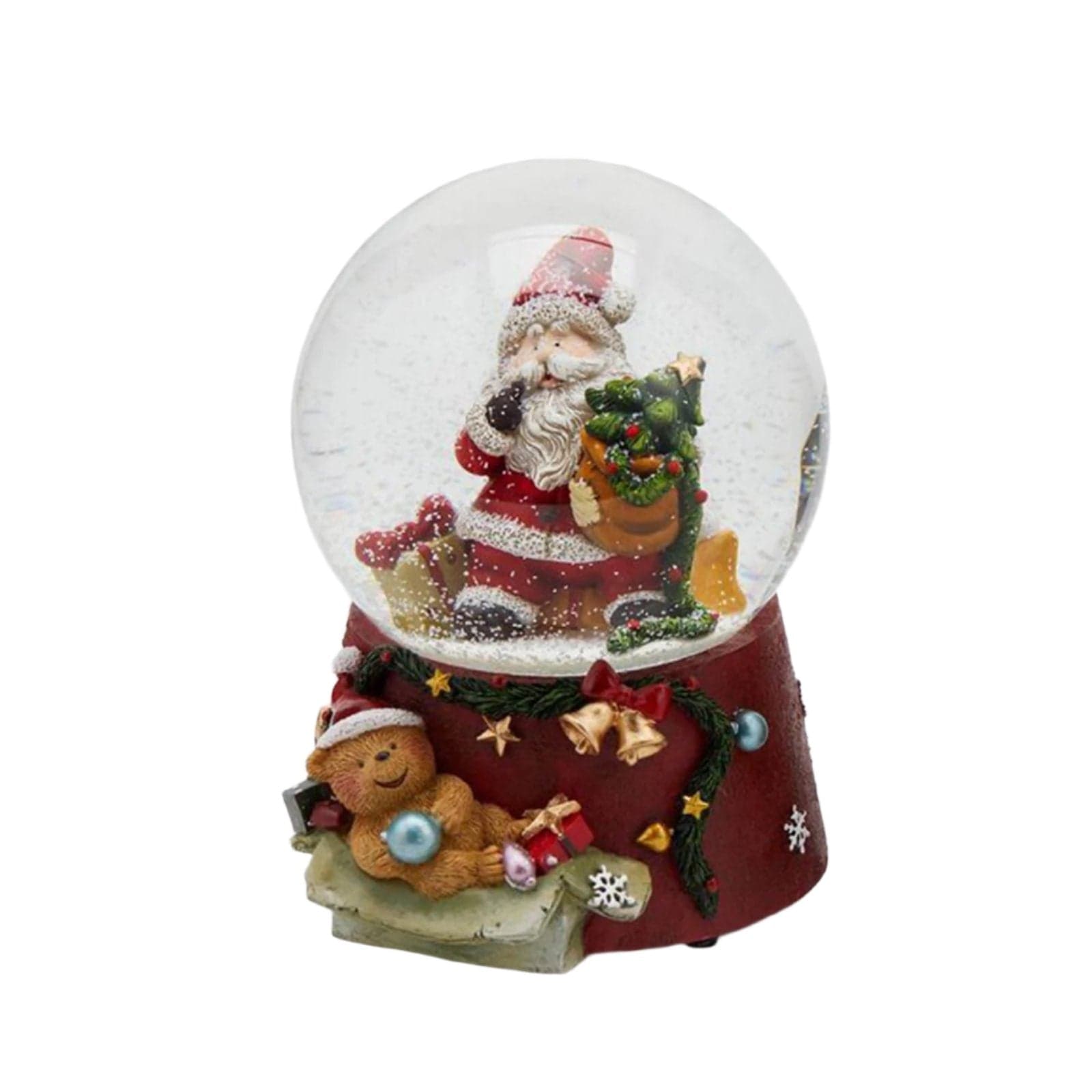 Sfera di cristallo natalizia con Babbo Natale, Carillon decorazione per interno h 15 cm - 2