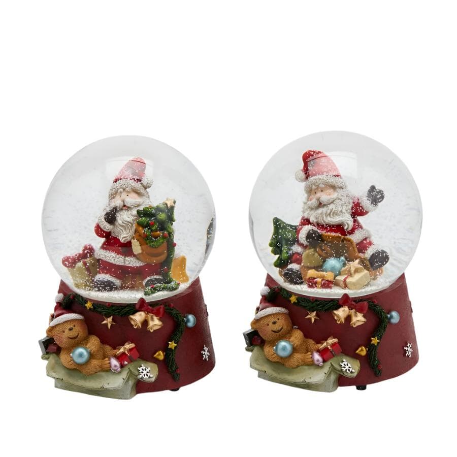 Sfera di cristallo natalizia con Babbo Natale, Carillon decorazione per interno h 15 cm - 3